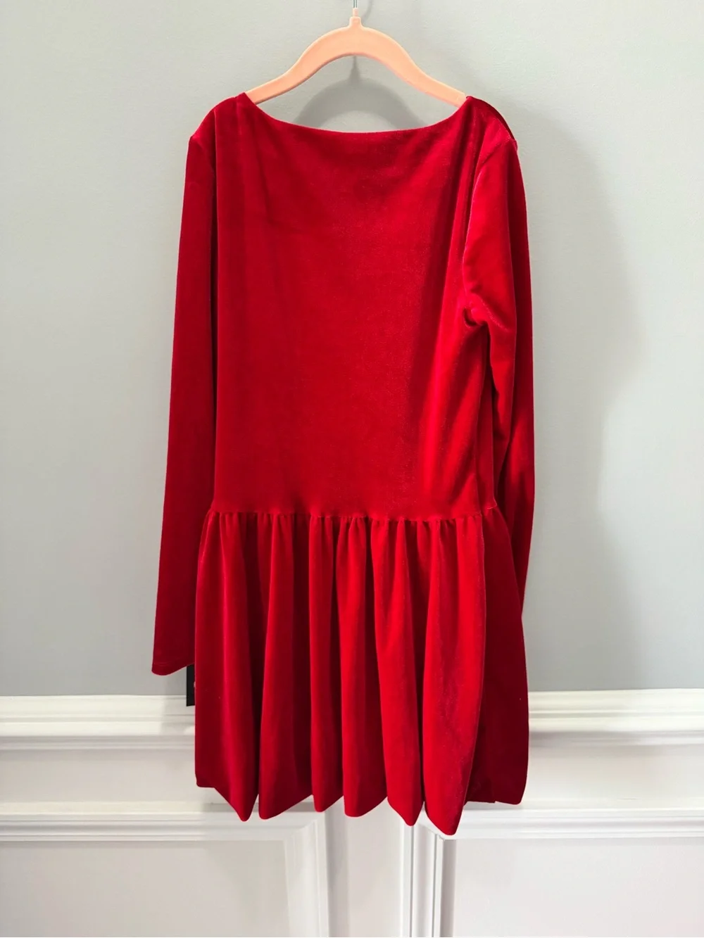 art class Red Velvet Long-Sleeve Twirl Dress